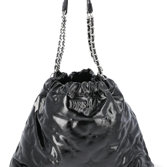 Paris Hilton Shiny Black Star Embossed Shoulder Bag - Picture 1 of 4